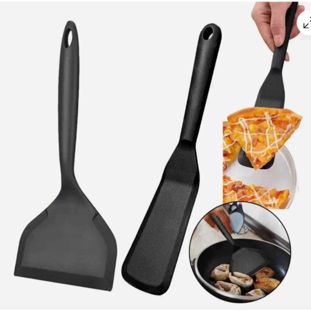 2pc Silicone Spatula Turner Heat Resistant Non Stick Pancake Spatula Wide & Thin